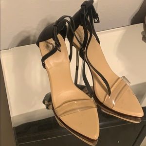 Herve Leger clear strap  metallic heel